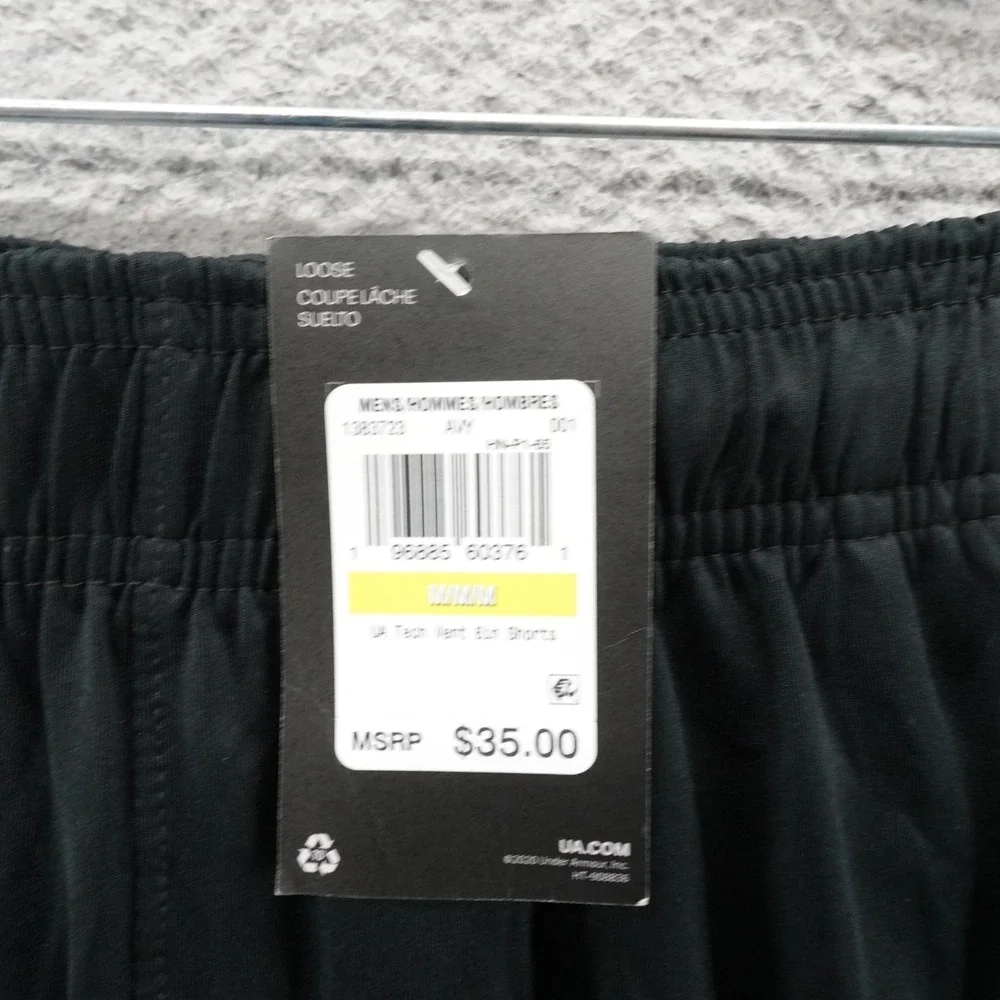 Under Armour Mens Tech Vent 8in Shorts Black White Loose Fit Medium NEW